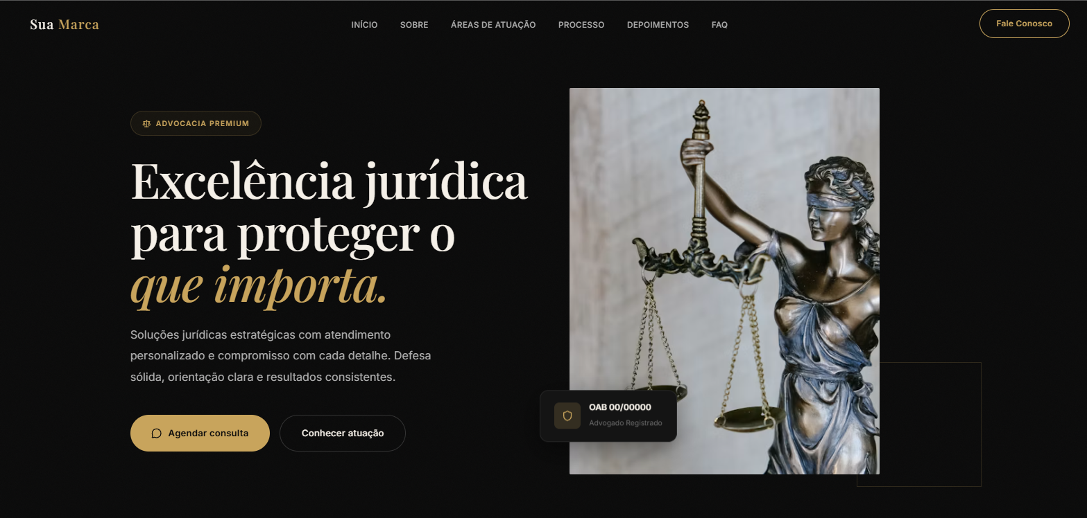 Prévia da Landing Page para Advocacia