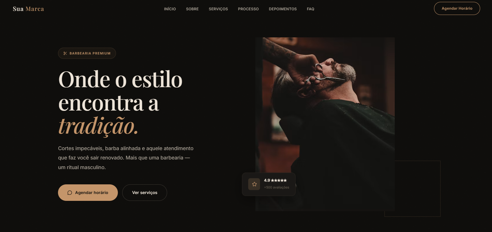 Prévia da Landing Page para Barbearia